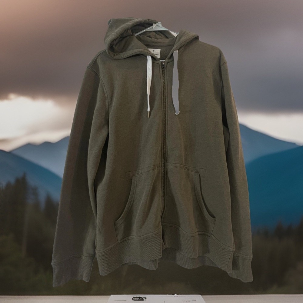 READ‎ Mutual Weave Hoodie Mens L Green Zip Up Sweatshirt Full Zip Pockets Fleece